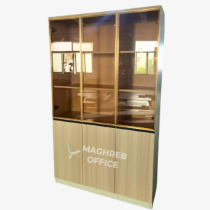 Armoire vitrine bureau bois portes vitrées finition hêtre Maghreb Office, mobilier de bureau
