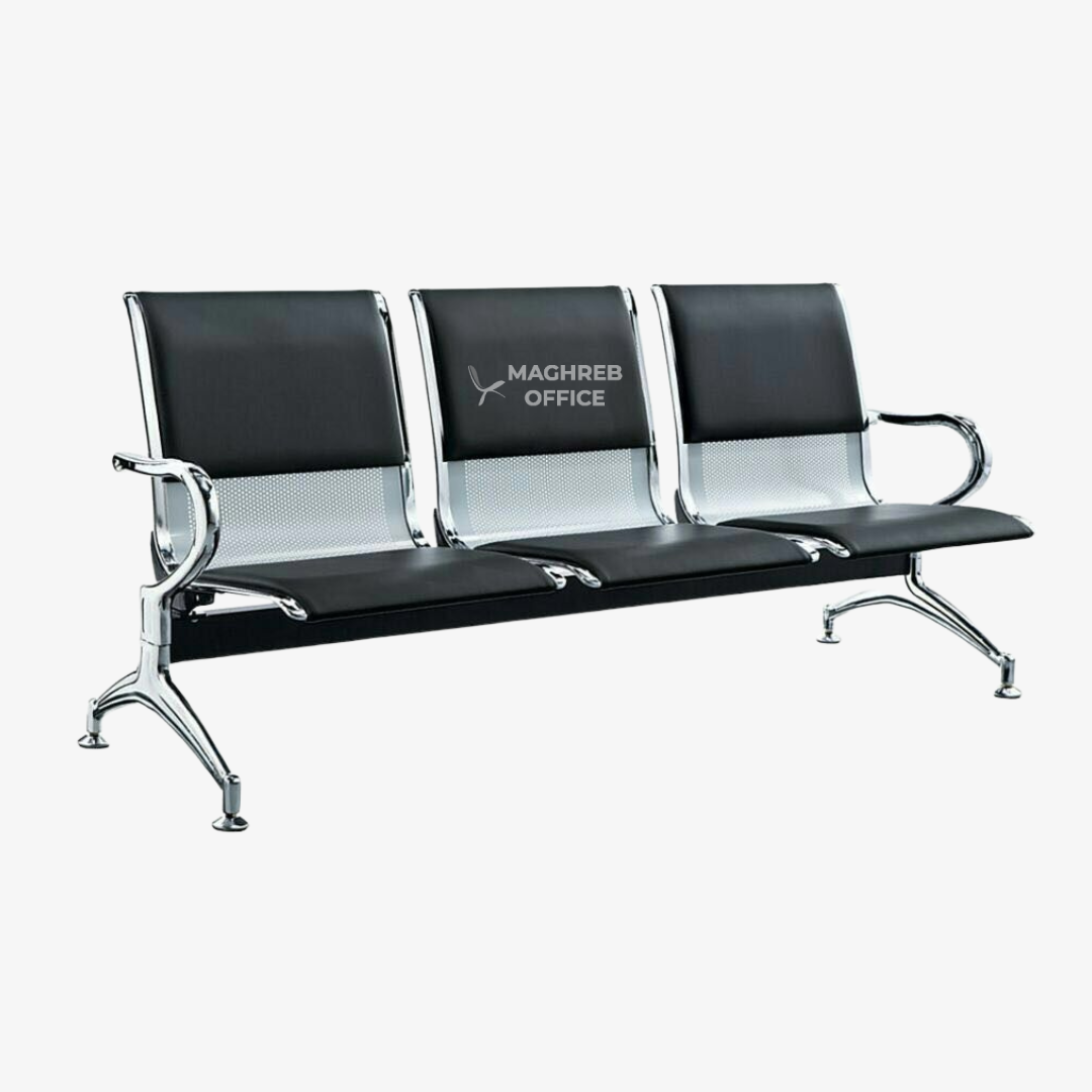 Banquette d’attente trois places en coloris noir