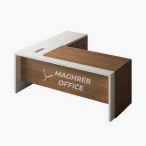 Bureau Glasgow en forme de L design bois et blanc pour bureau professionnel