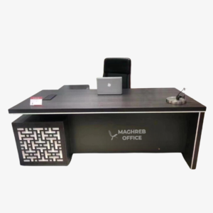 Bureau de direction élégant noir mat avec motif décoratif