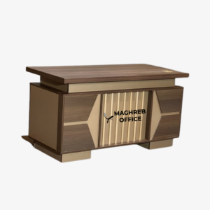 Bureau de direction moderne finition bois avec panneaux décoratifs géométriques