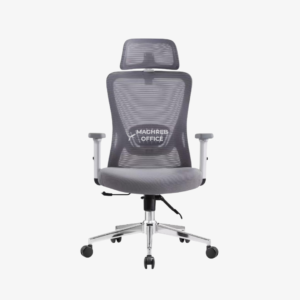 Chaise de direction en mesh gris avec appui-tête ajustable