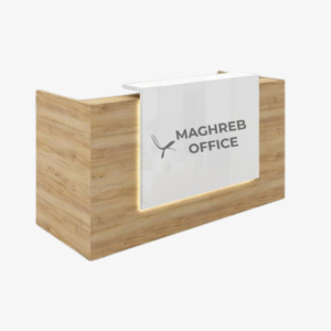 Comptoir accueil professionnel droit bois chene blanc LED moderne Casablanca Maghreb Office, mobilier de bureau