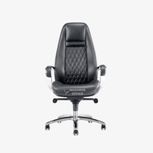 Fauteuil de direction en cuir noir à dossier haut
