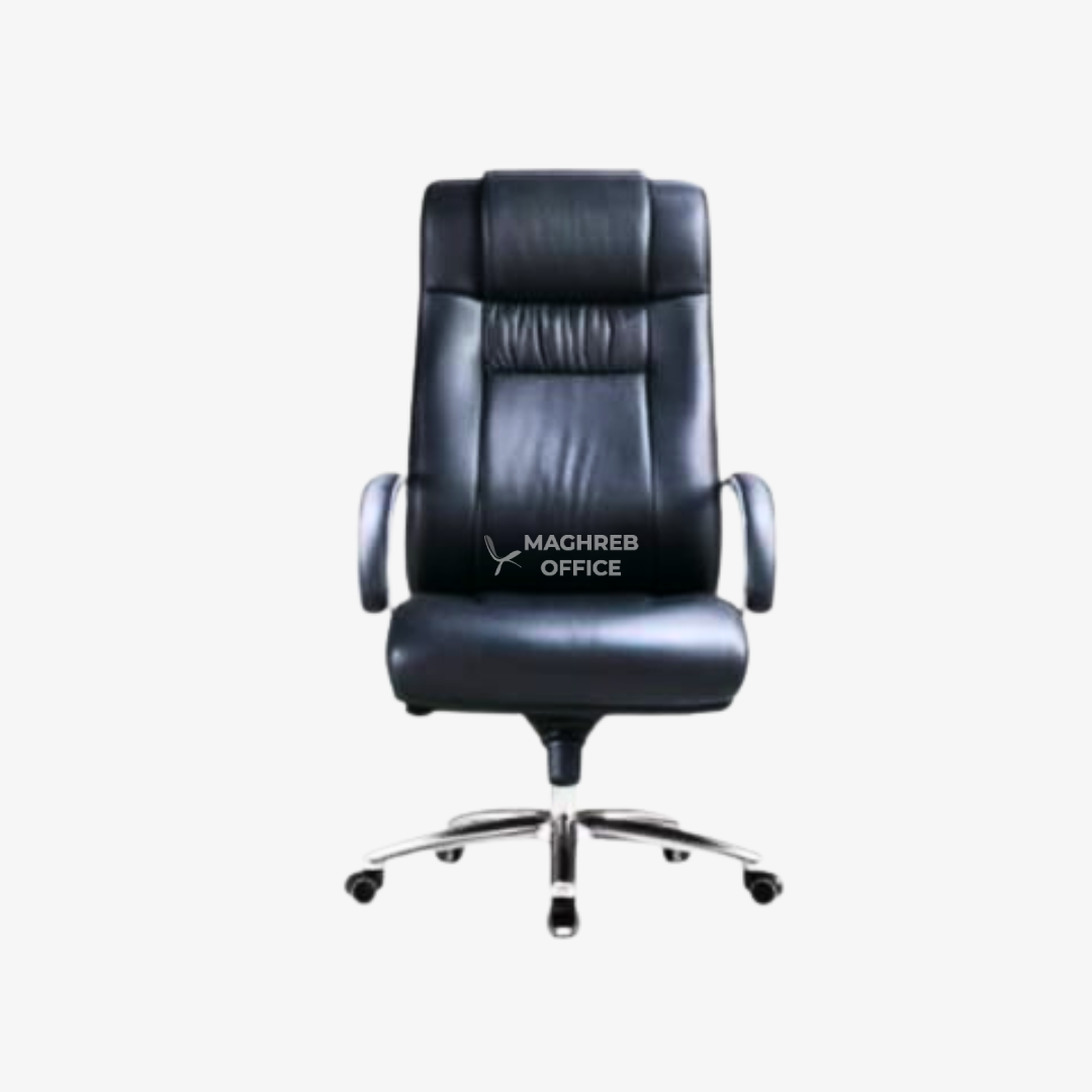 Fauteuil de direction en cuir noir avec assise grand confort