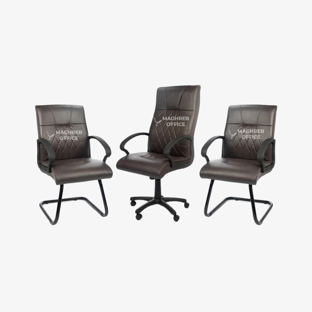 Pack fauteuils de bureau en simili cuir marron foncé