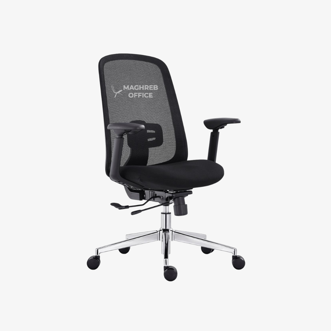 Siège ergonomique avec accoudoirs ajustables et roulettes