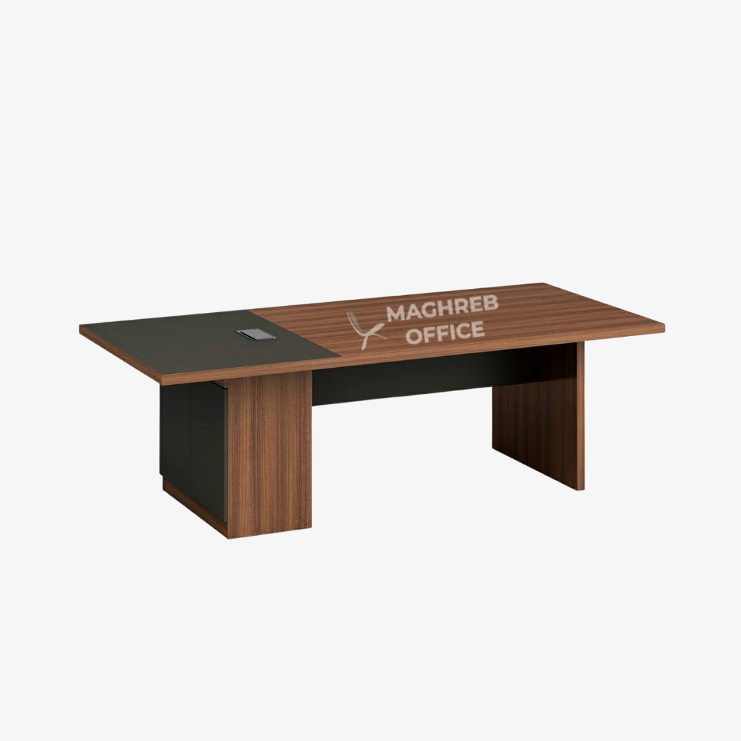 Surface de travail haut de gamme avec plateau bois et panneau intégré pour bureau professionnel