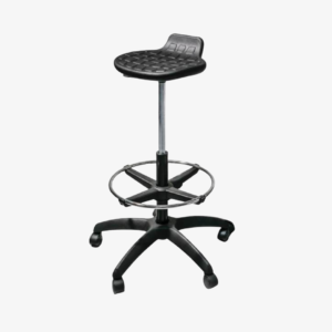 Tabouret TULIP sans dossier avec repose pied chromé et branche PVC