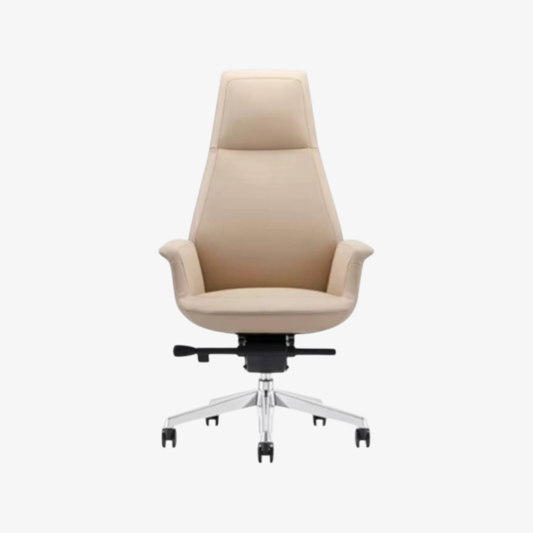 Fauteuil président en cuir taupe