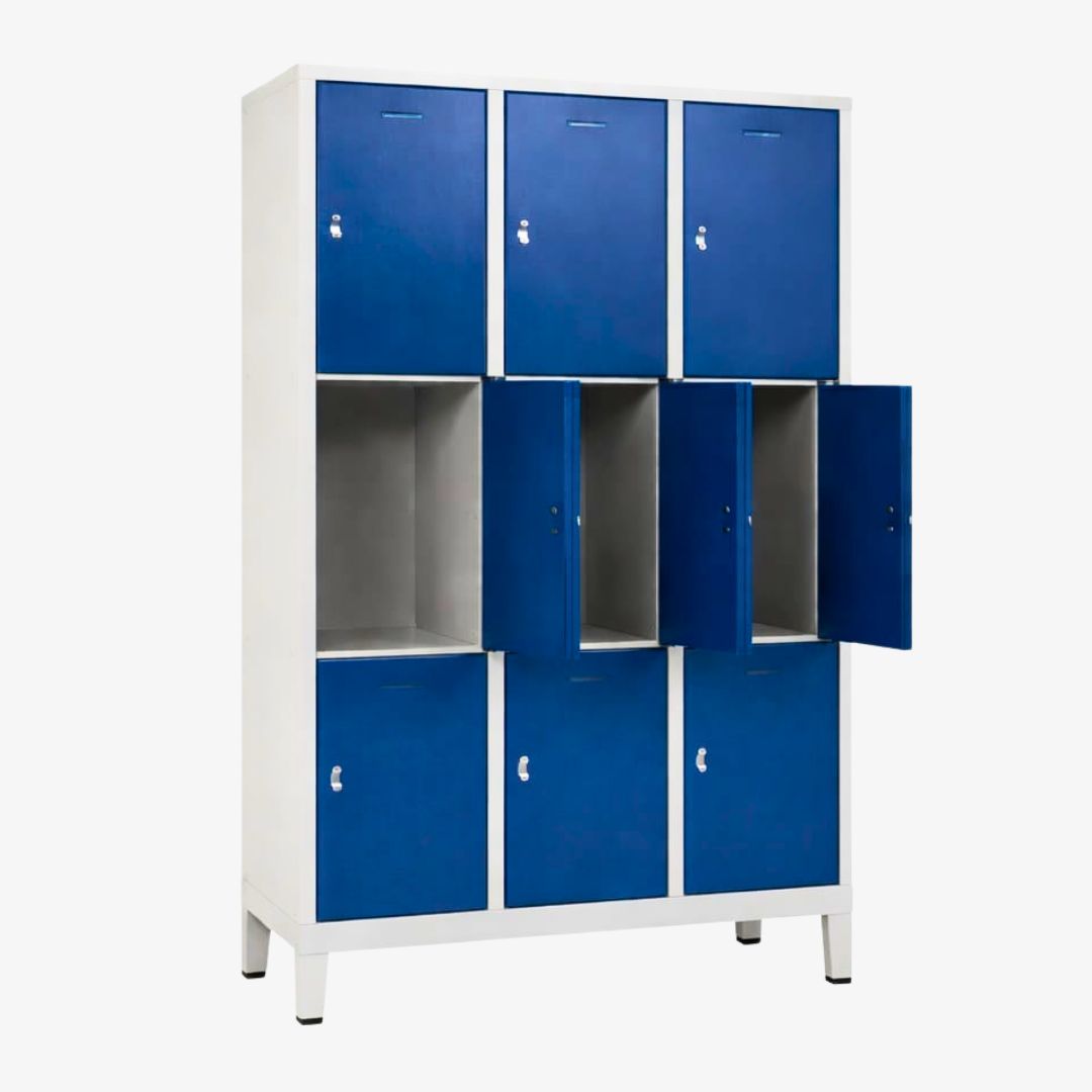 Vestiaire monobloc équipé de 9 casiers