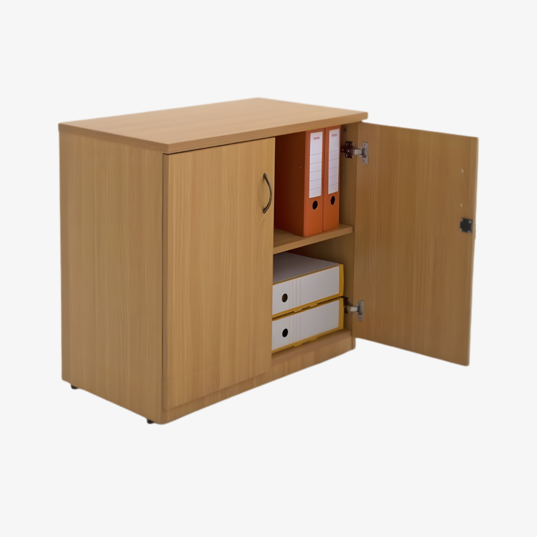 Armoire basse en bois portes battantes