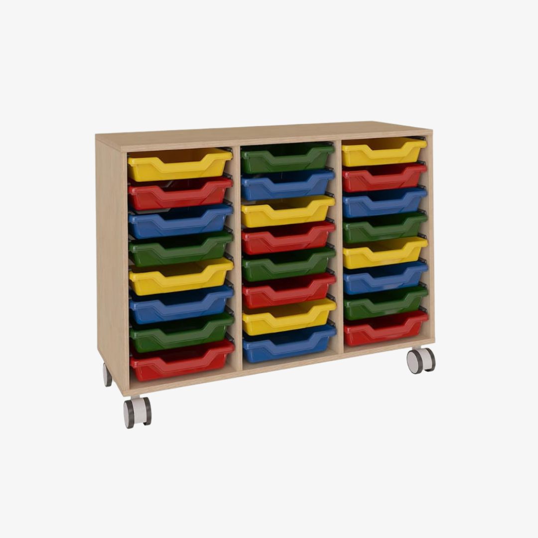 Meuble en bois avec 24 bacs