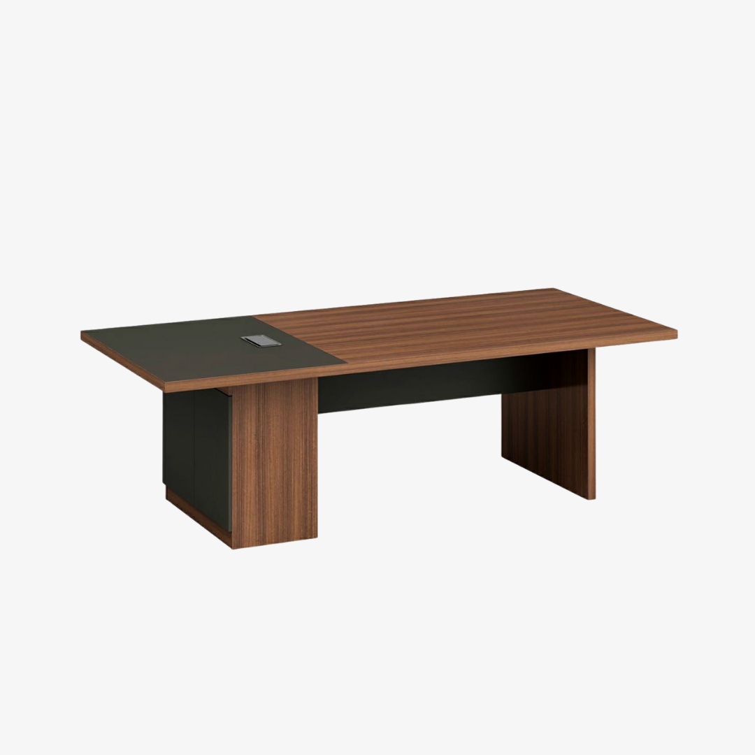 Surface de travail haut de gamme avec plateau bois et panneau intégré