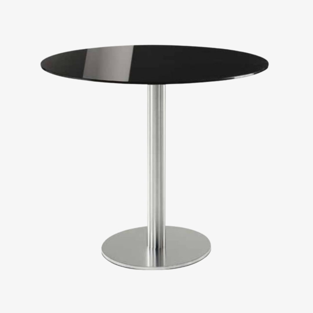 Table de réunion rond avec plateau en verre trempé