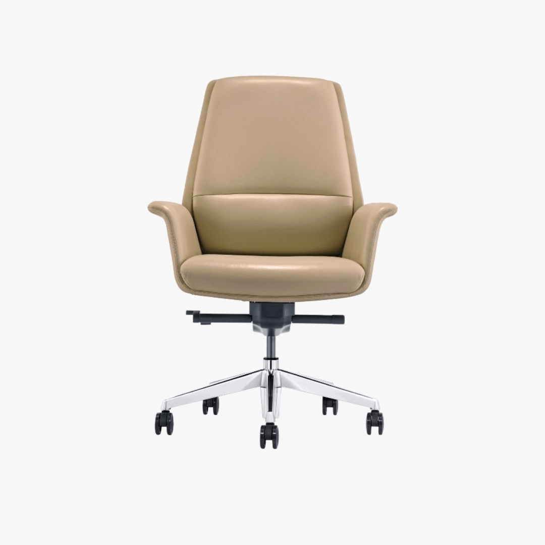 Fauteuil de direction en cuir taupe